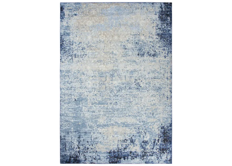 Encore Blue Traditional Overdye Polypropylene 5'2" x 7'3" Rectangle Rug