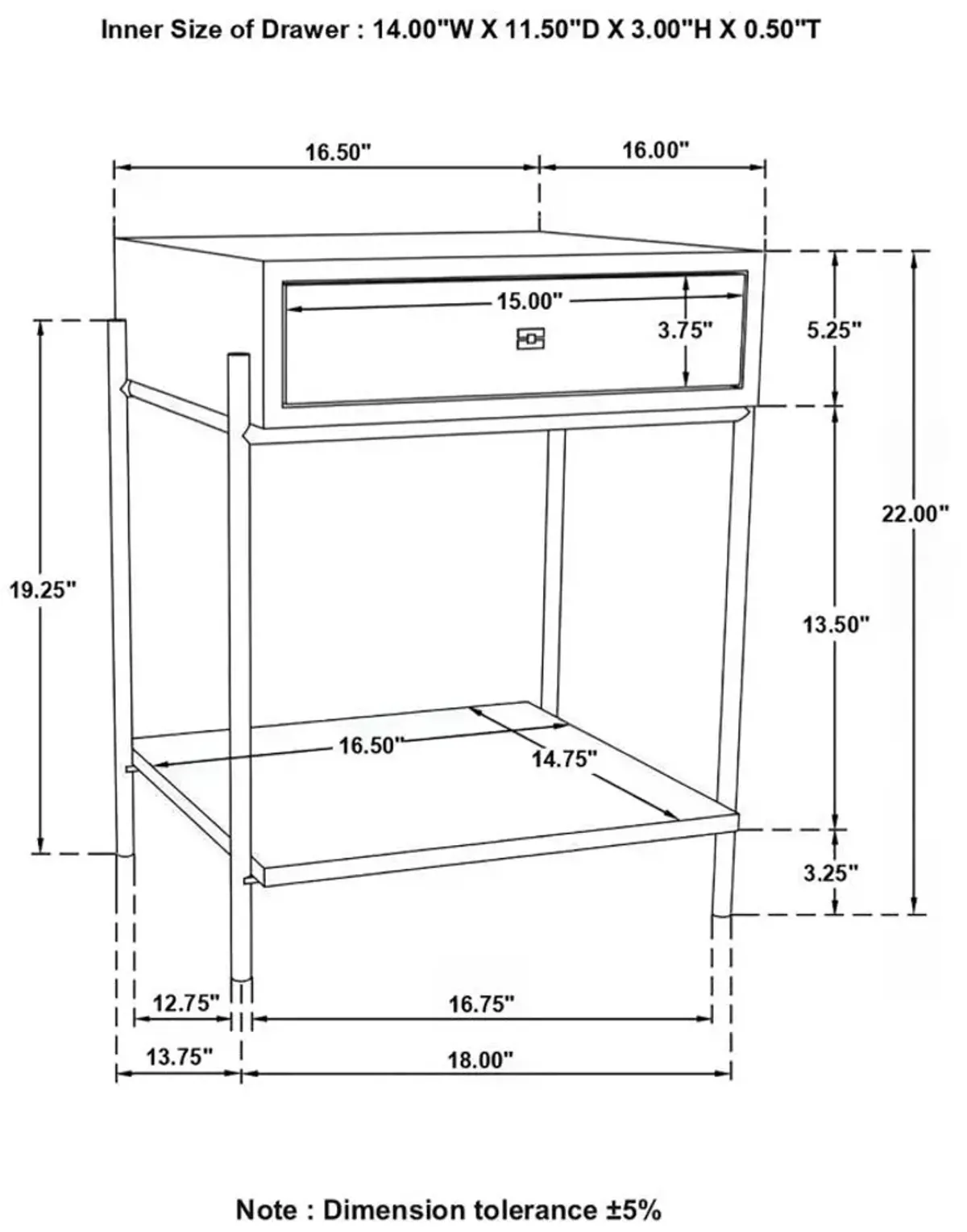 Aaliyah 1-Drawer Accent Table with Open Shelf Natural Mango And Black