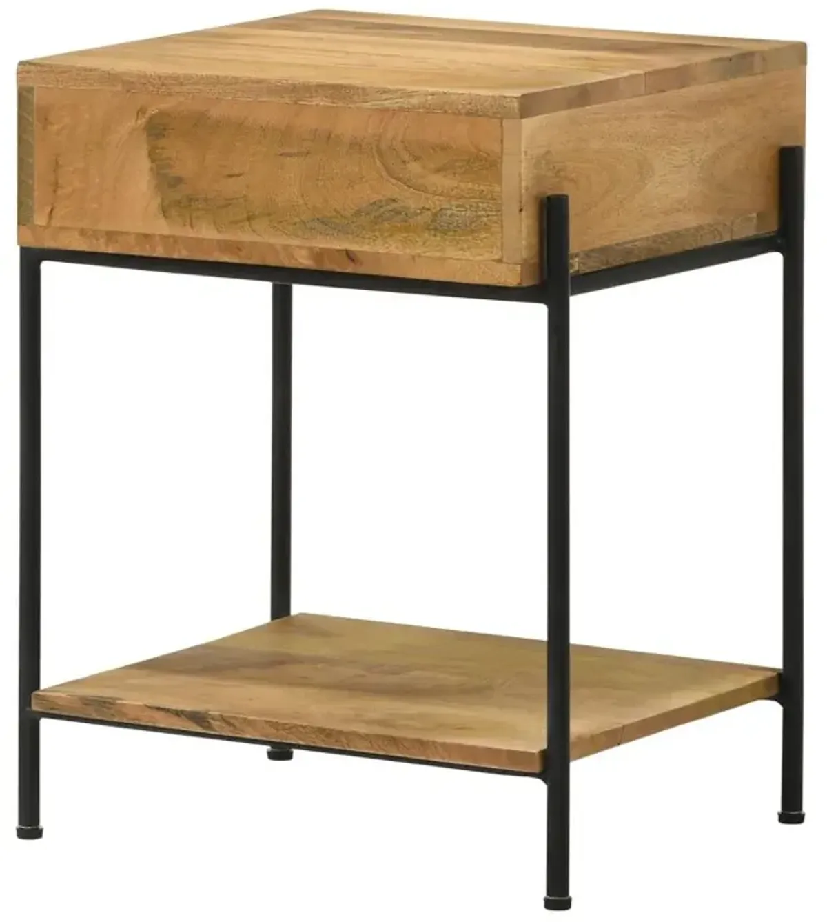 Aaliyah 1-Drawer Accent Table with Open Shelf Natural Mango And Black