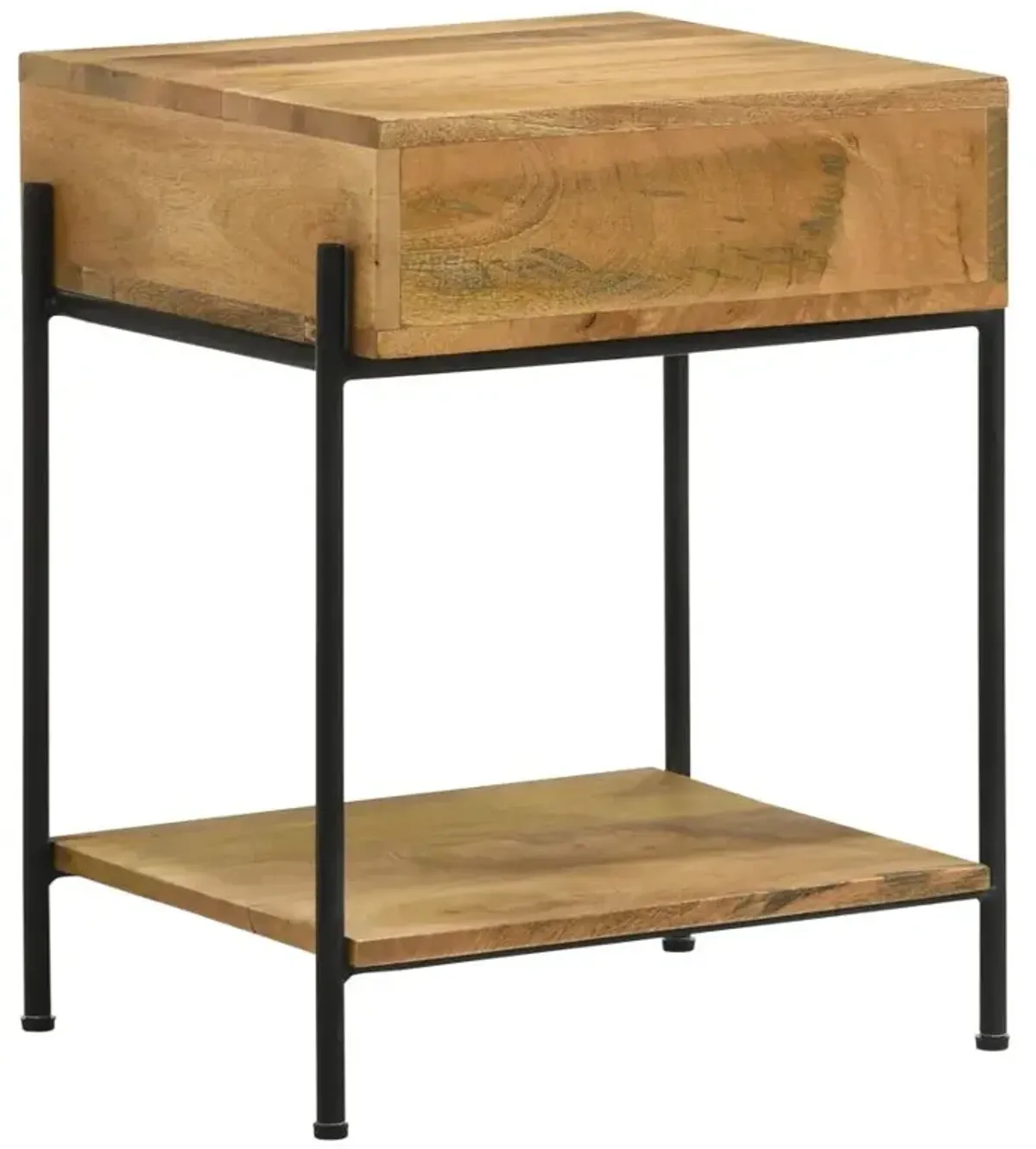 Aaliyah 1-Drawer Accent Table with Open Shelf Natural Mango And Black