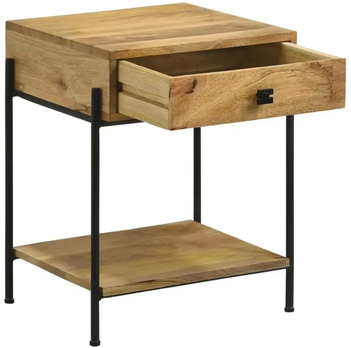 Declan 1-drawer Accent Table with Open Shelf Natural Mango and Black