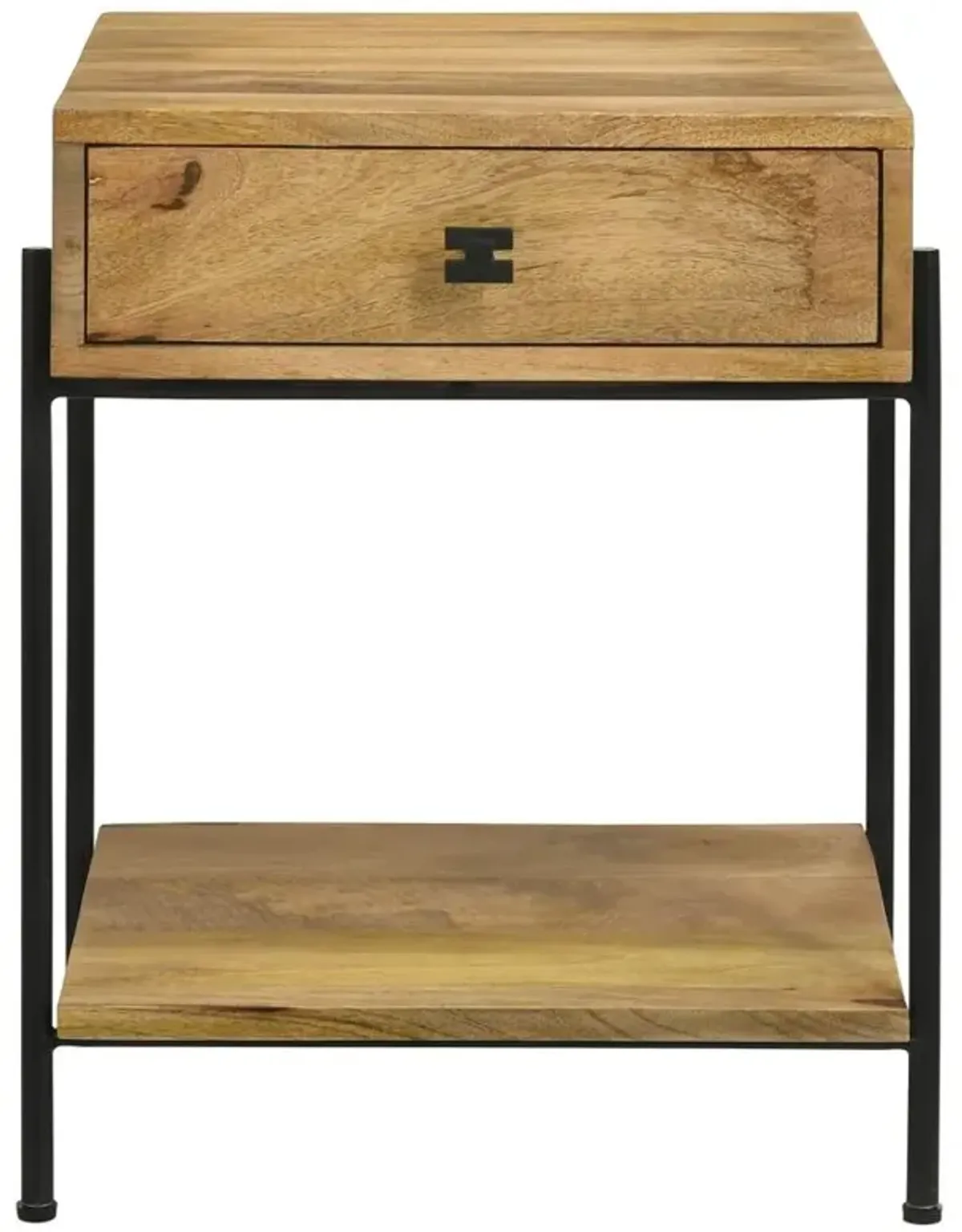 Aaliyah 1-Drawer Accent Table with Open Shelf Natural Mango And Black