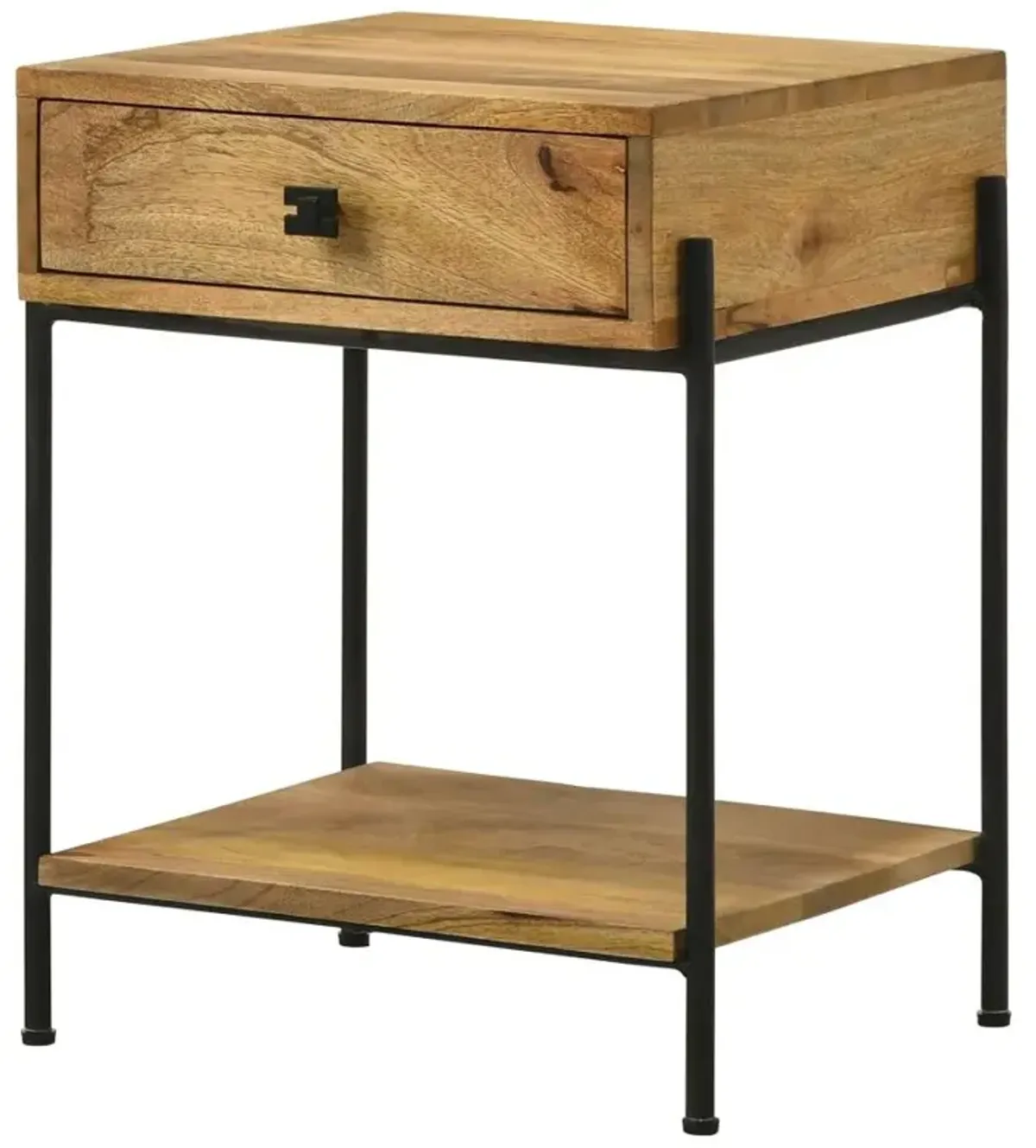 Aaliyah 1-Drawer Accent Table with Open Shelf Natural Mango And Black