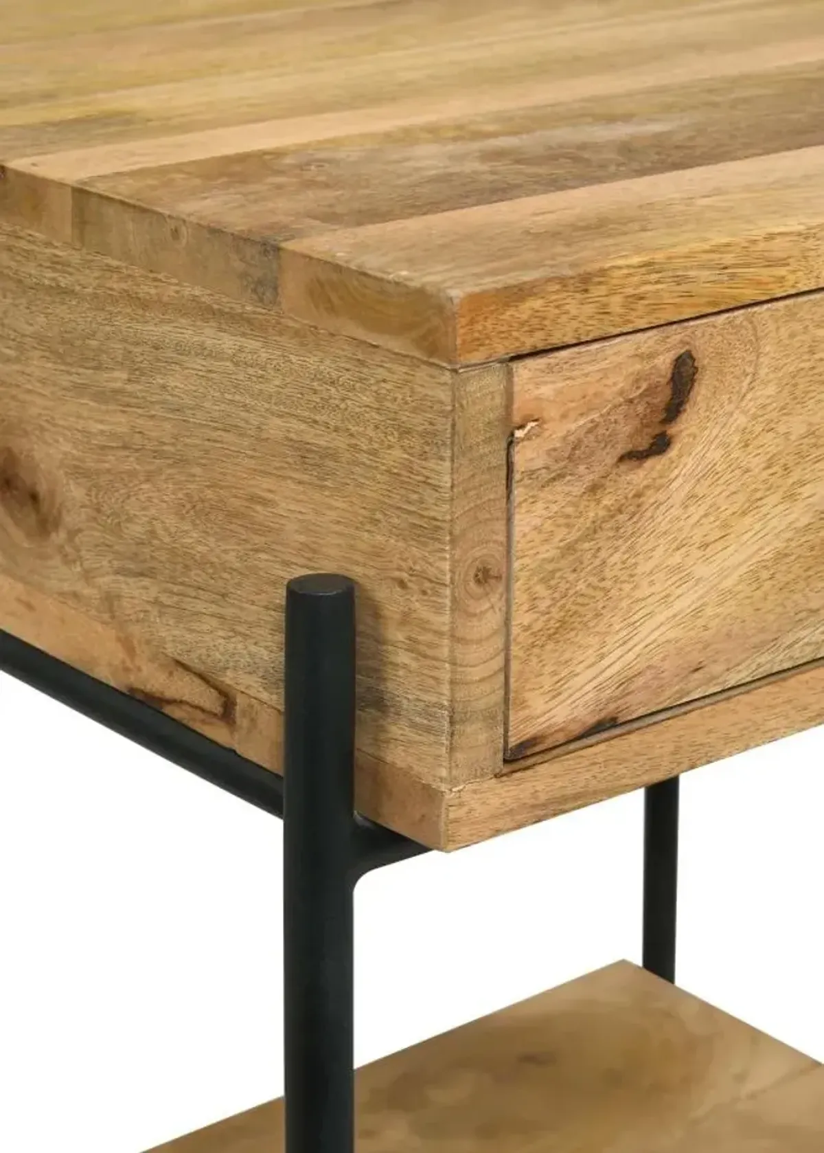 Aaliyah 1-Drawer Accent Table with Open Shelf Natural Mango And Black