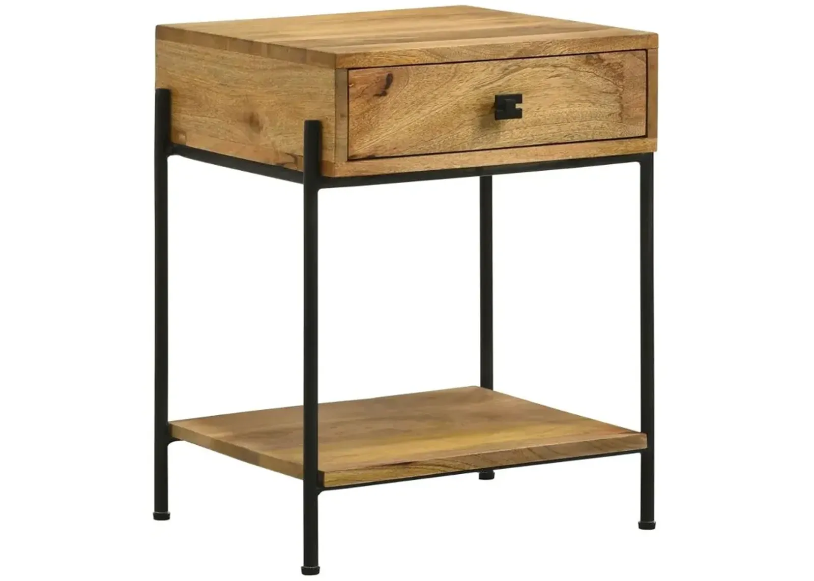 Declan 1-drawer Accent Table with Open Shelf Natural Mango and Black