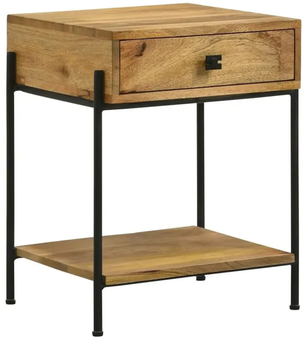 Declan 1-drawer Accent Table with Open Shelf Natural Mango and Black