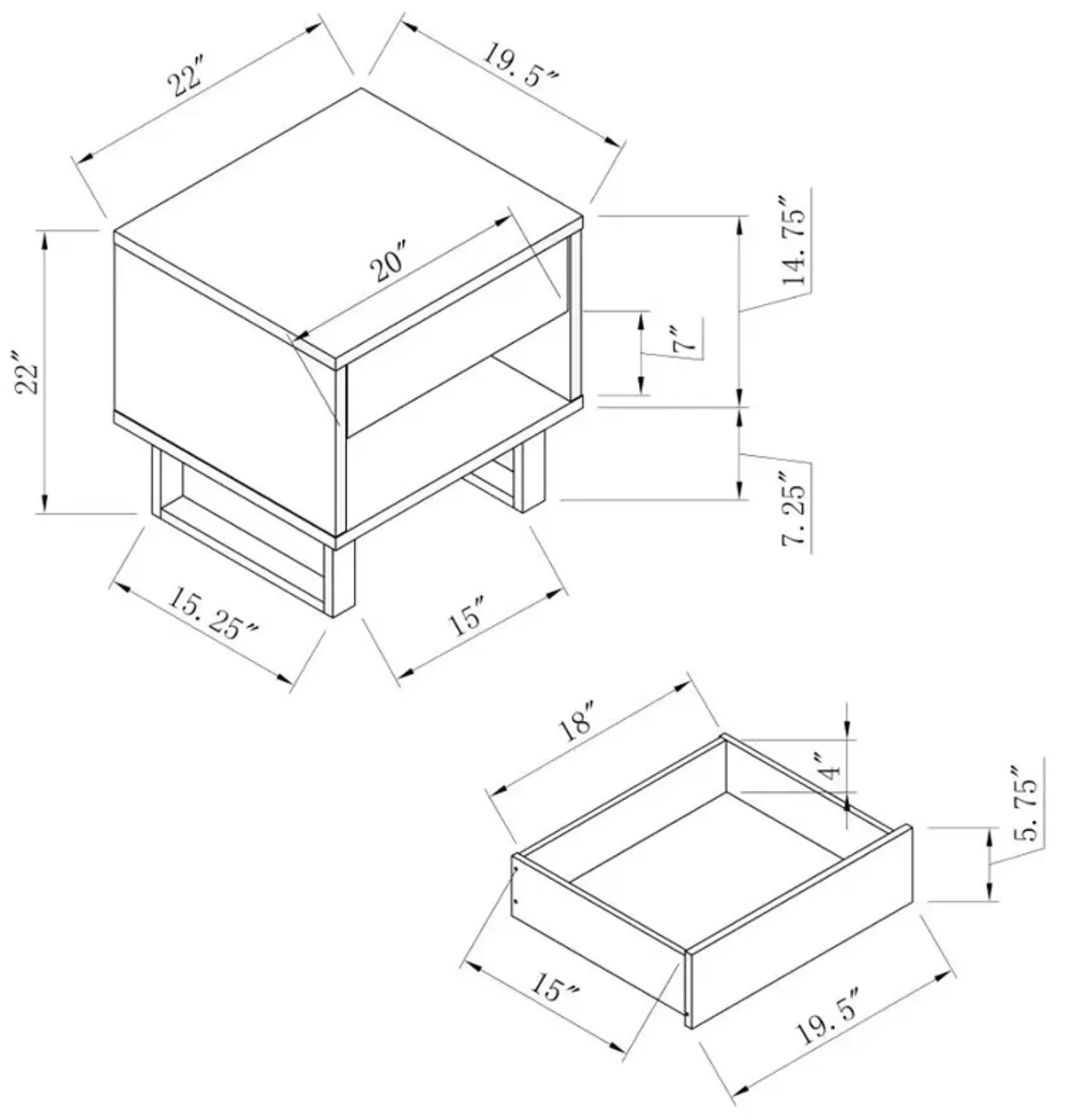 Atchison 1-drawer End Table High Glossy White