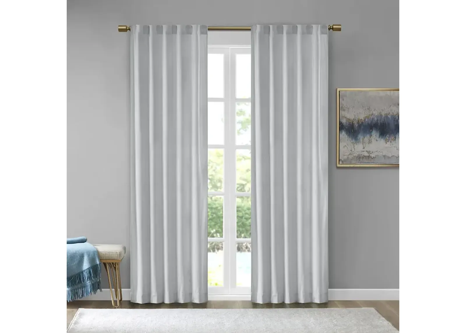 510 Design Colt Light Grey Room Darkening Poly Velvet Rod Pocket/Back Tab Curtain Panel Pair