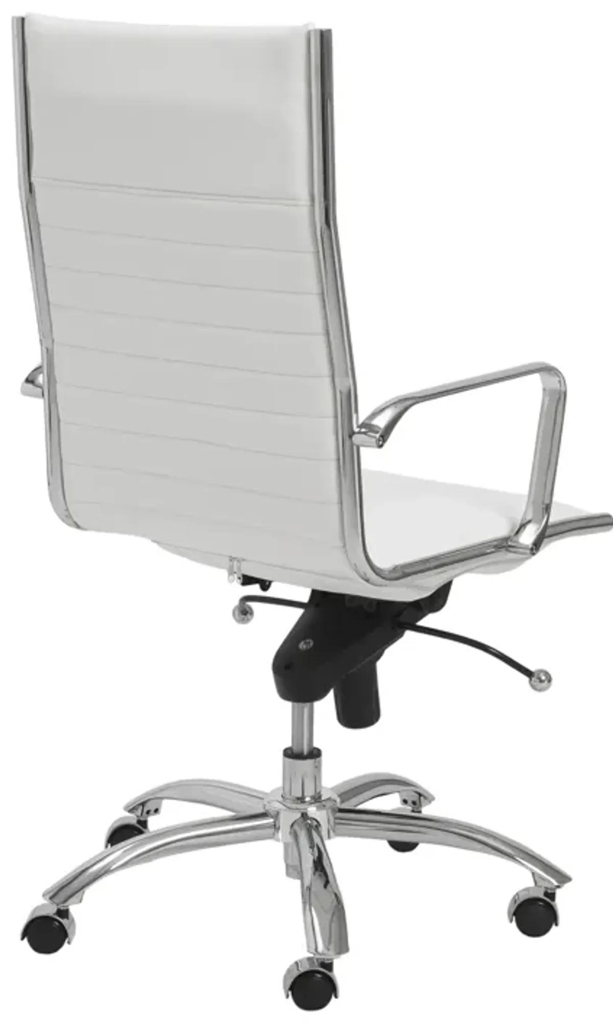 Dirk High Back Office Chair in White with Chromed Steel Base