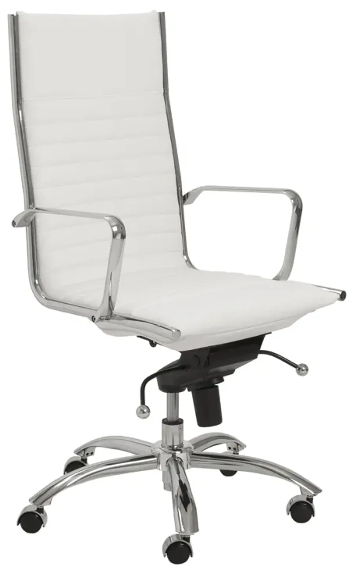 Dirk High Back Office Chair in White with Chromed Steel Base