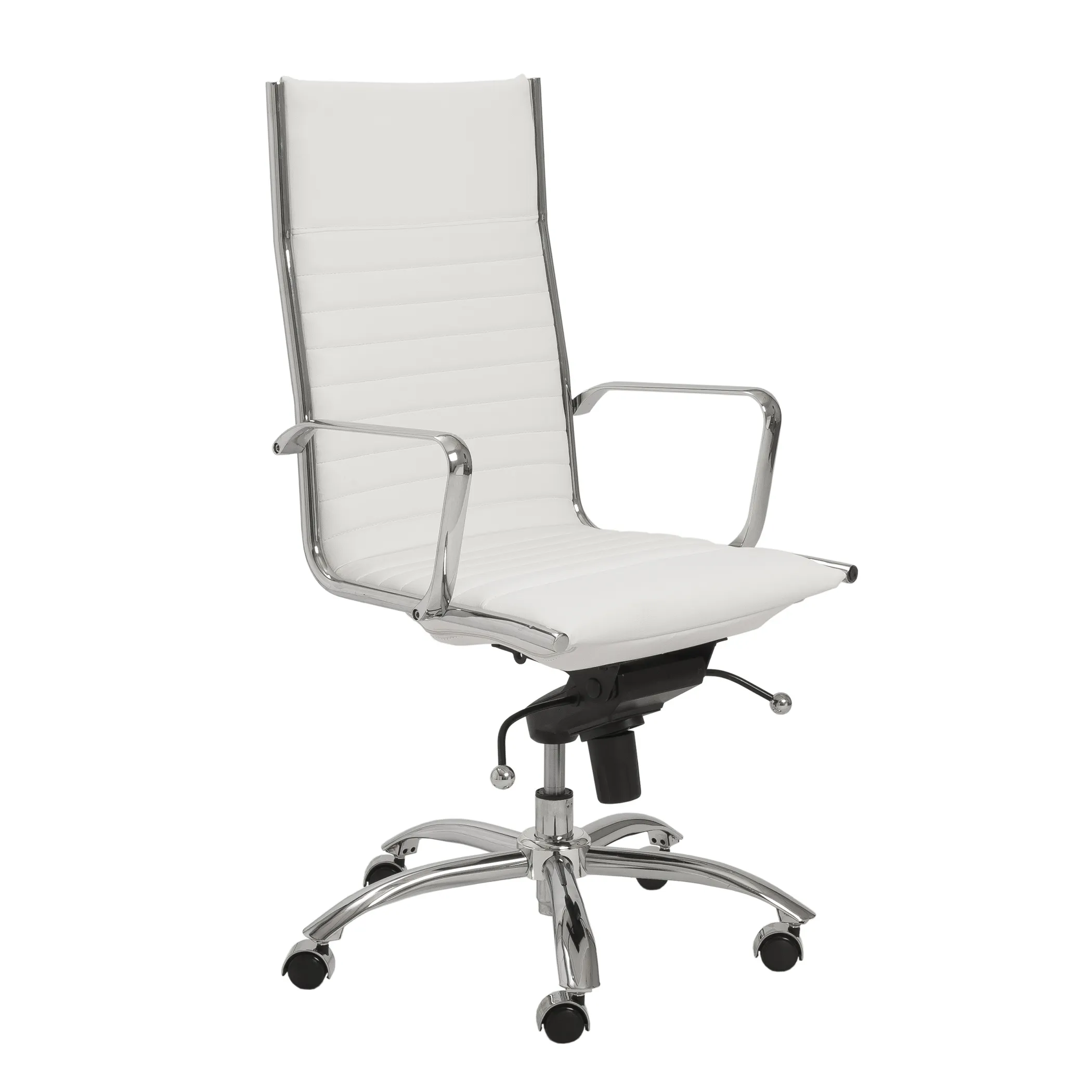 Dirk High Back Office Chair in White with Chromed Steel Base