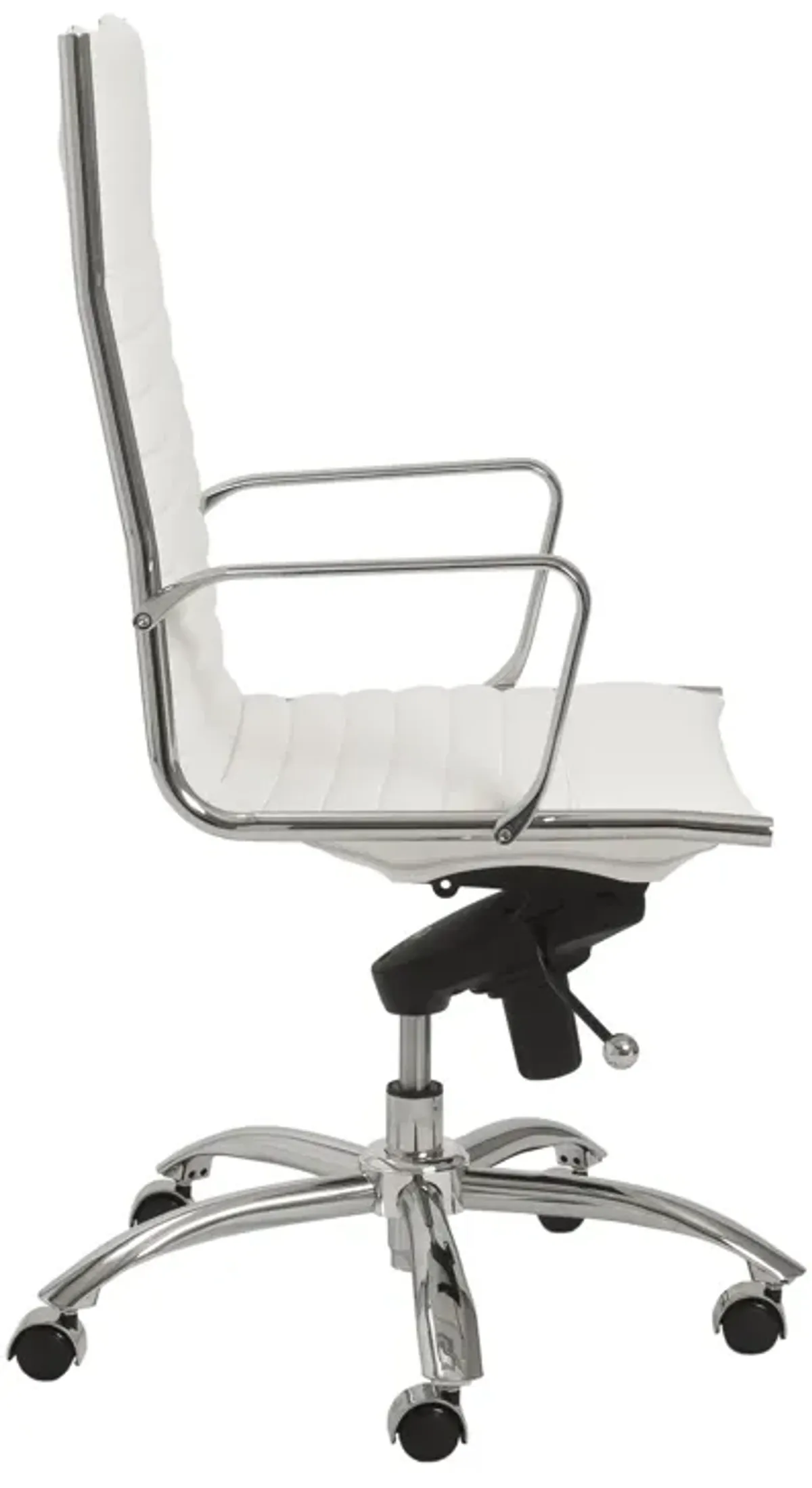 Dirk High Back Office Chair in White with Chromed Steel Base