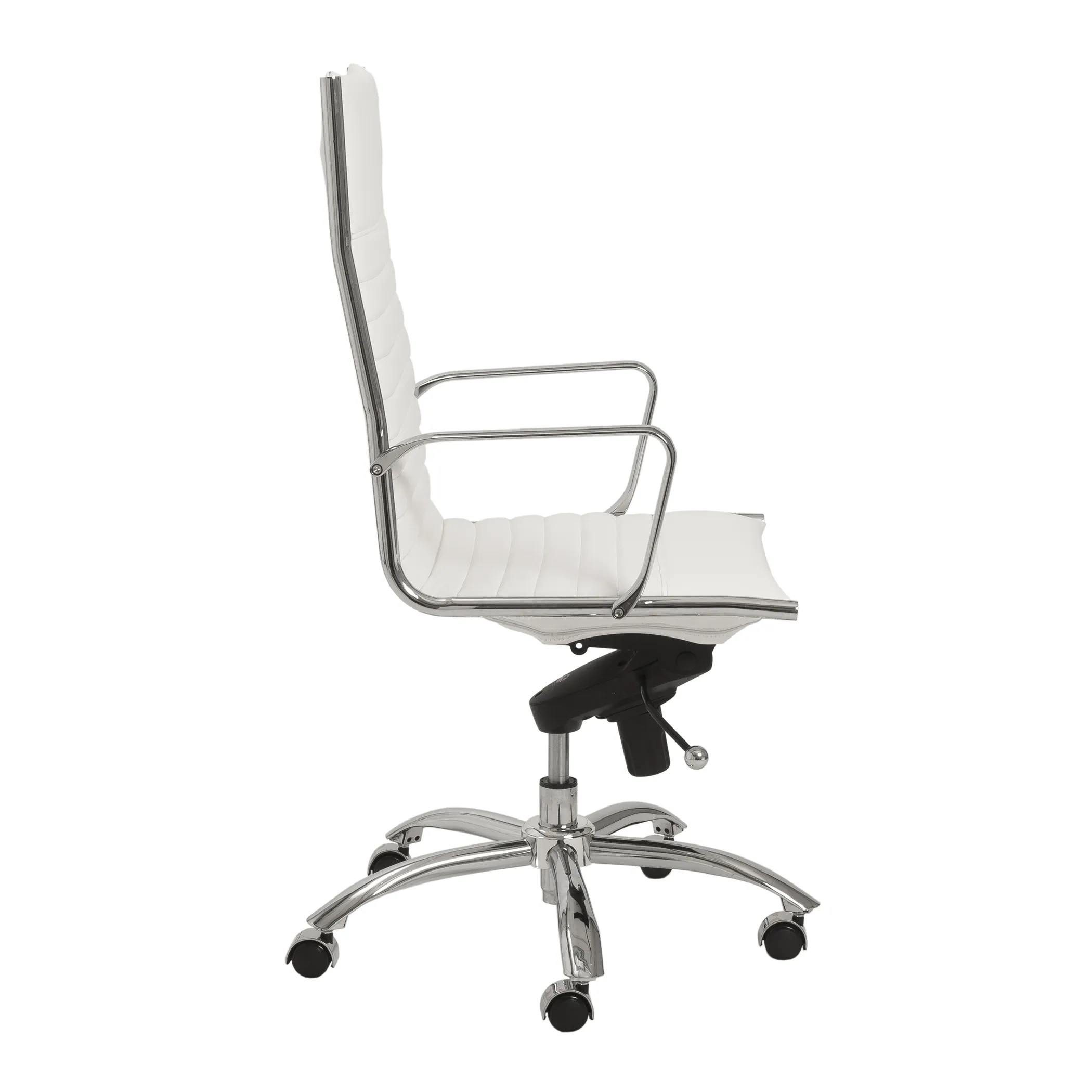 Dirk High Back Office Chair in White with Chromed Steel Base