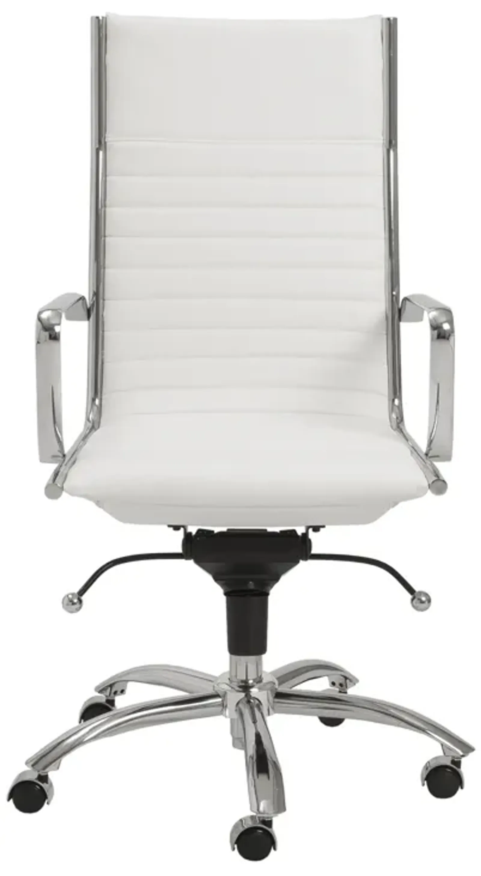 Dirk High Back Office Chair in White with Chromed Steel Base