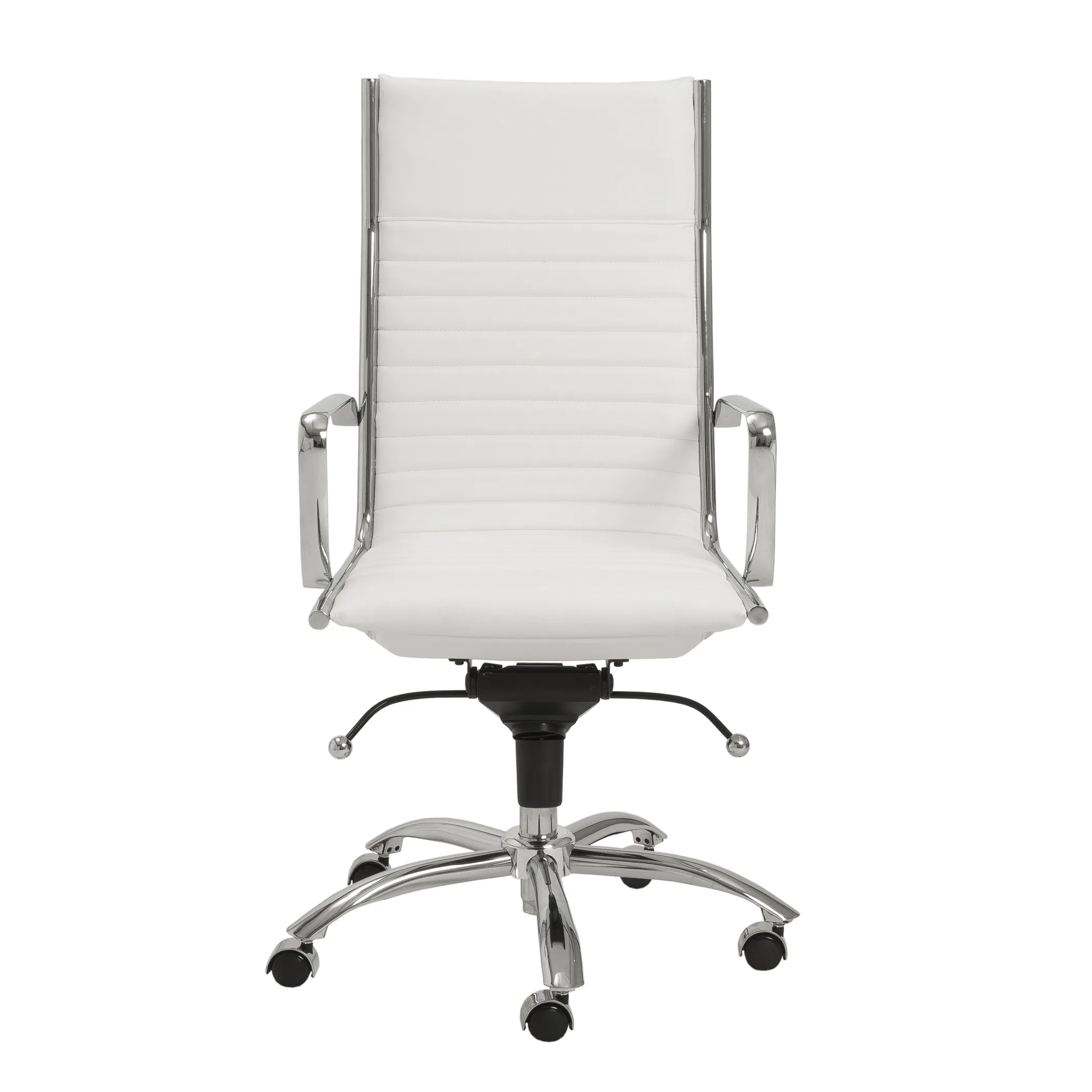 Dirk High Back Office Chair in White with Chromed Steel Base