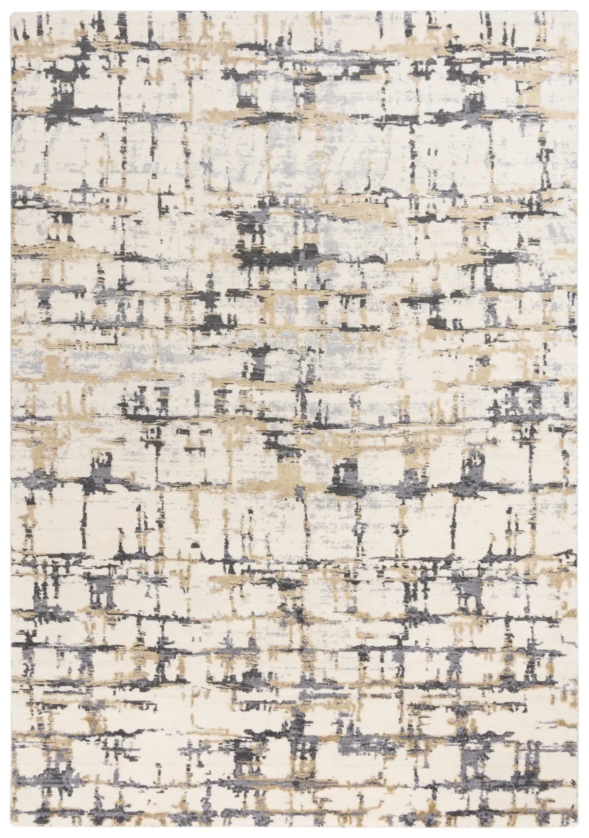 Bolero Beige/Gray Abstract NZ Wool/Tencel Blend 2' x 3'  Rectangle Rug