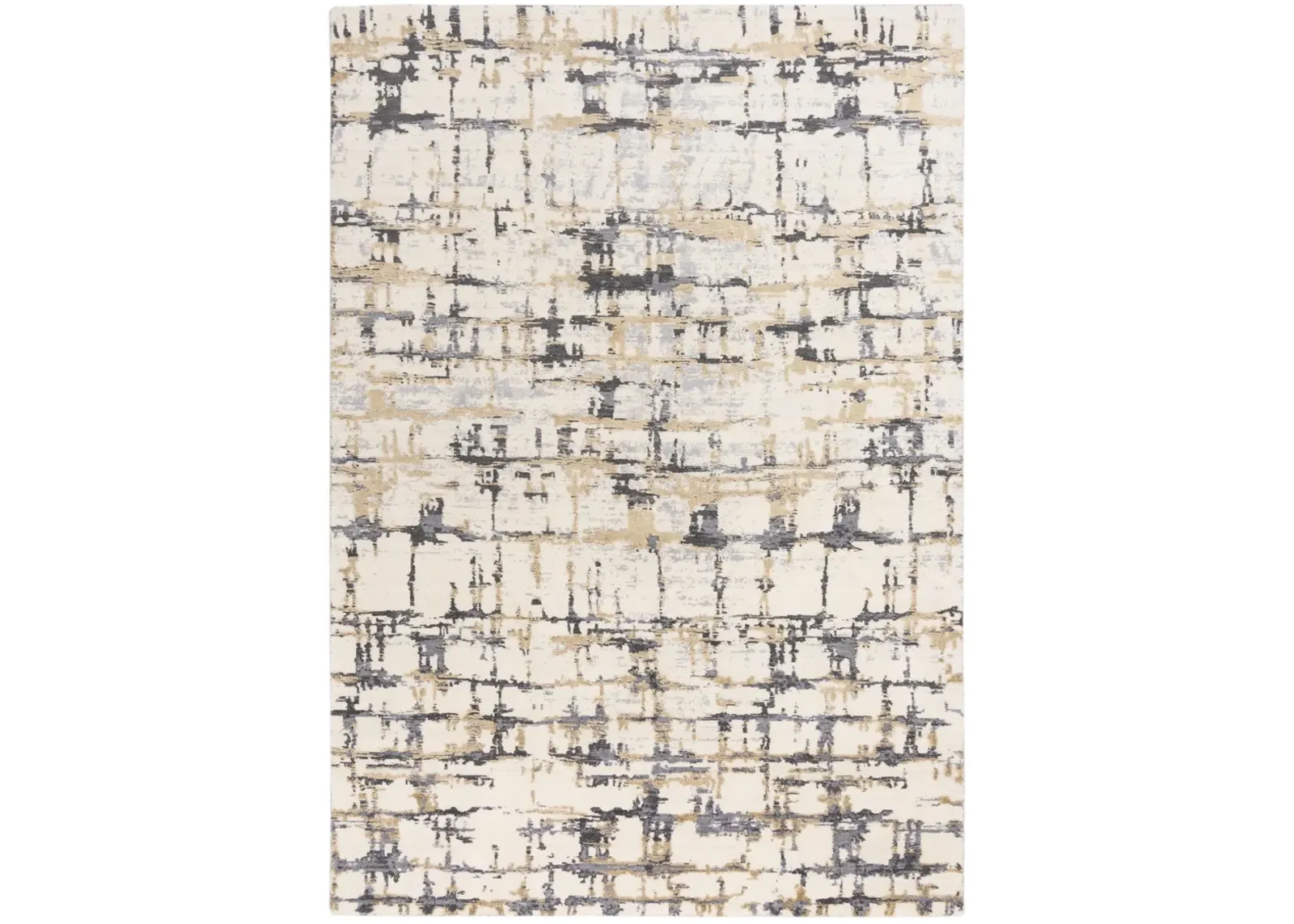 Bolero Beige/Gray Abstract NZ Wool/Tencel Blend 2' x 3'  Rectangle Rug