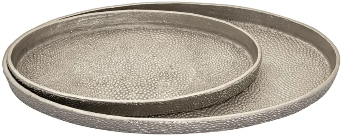 Oval Pebble Tray - Set of 2 Nickel