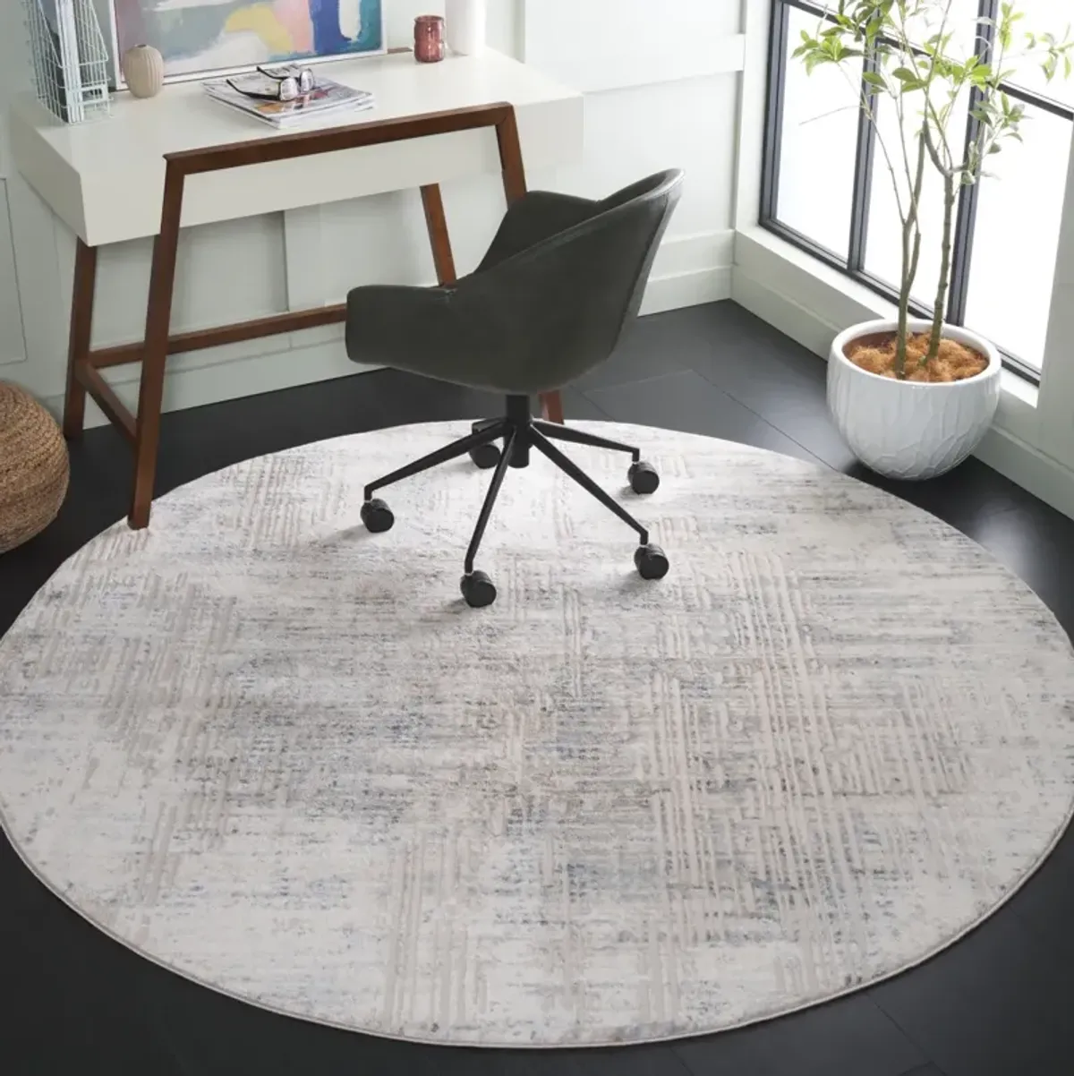 PRESTIGE 106 IVORY  6'-7' x 6'-7' Round Round Rug