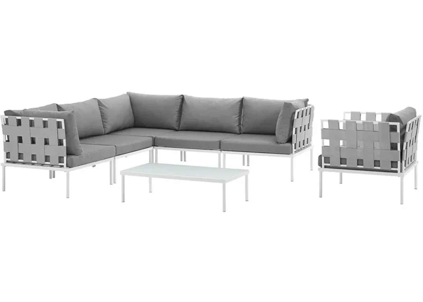 Harmony 7 Piece Outdoor Patio Aluminum Sectional Sofa Set