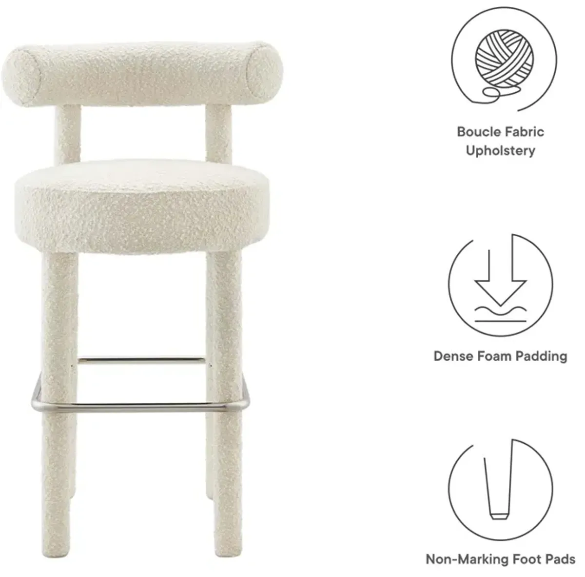 Toulouse Boucle Fabric Barstool