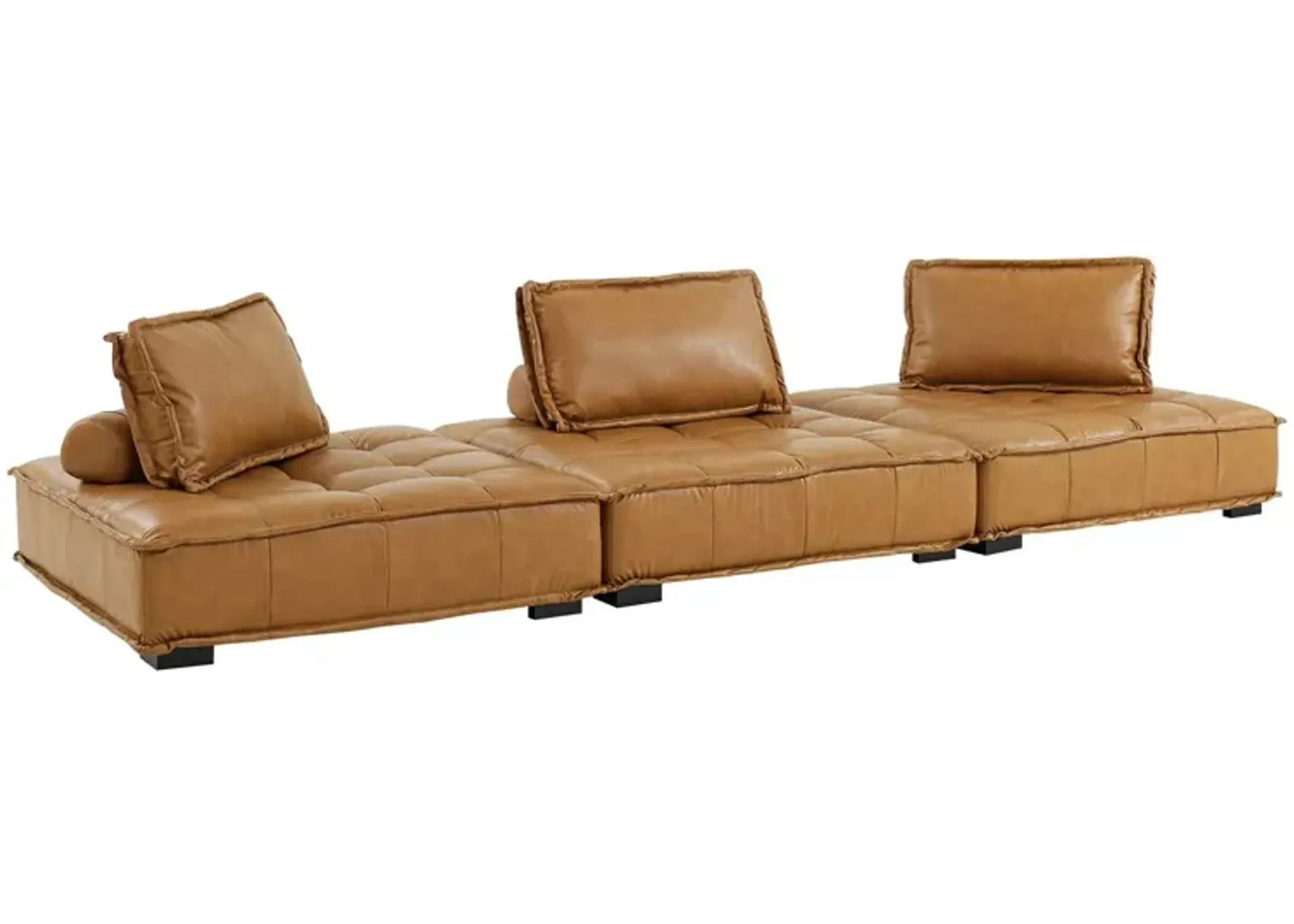 Saunter Tufted Vegan Leather 3-Piece Sofa