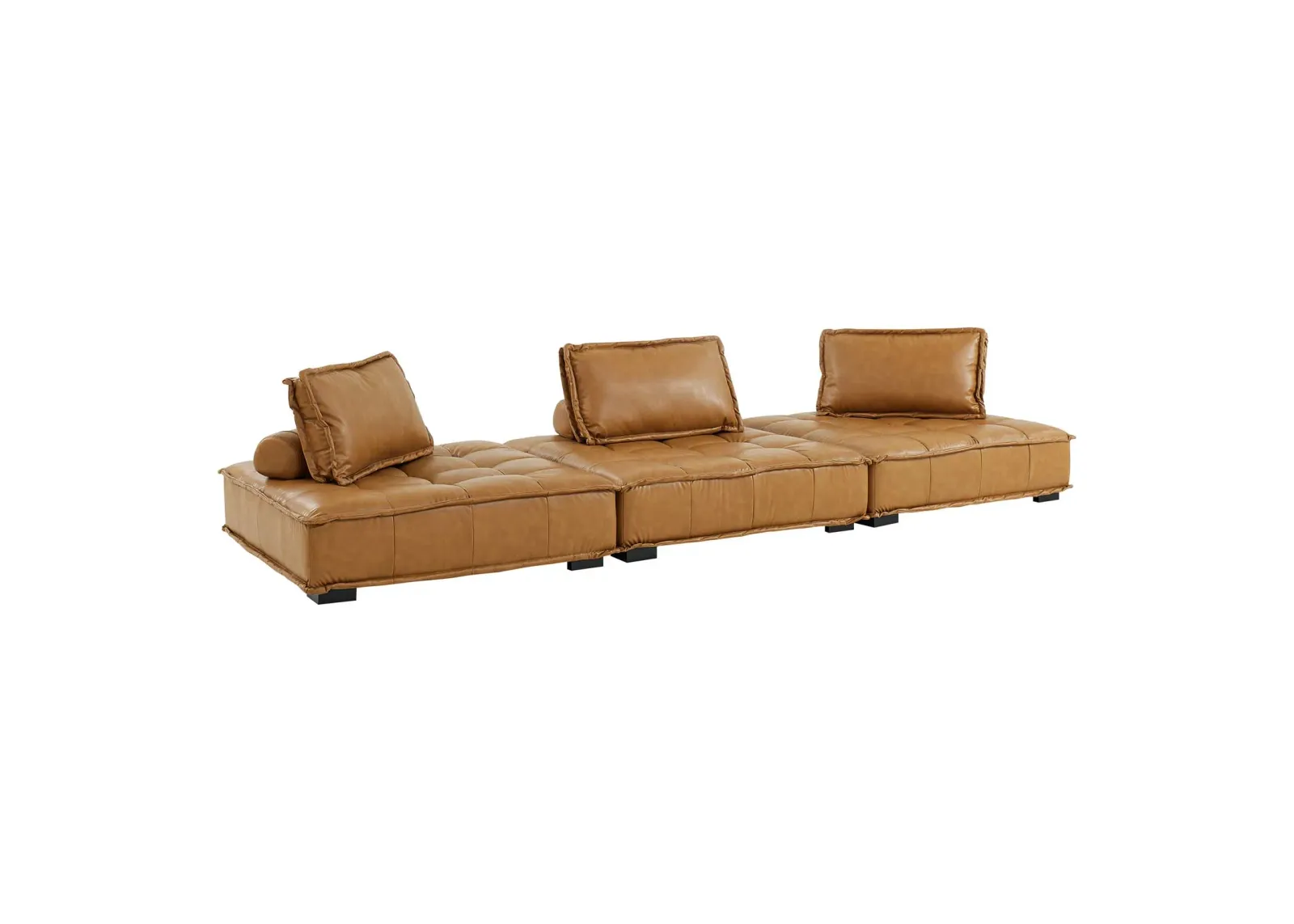 Saunter Tufted Vegan Leather 3-Piece Sofa