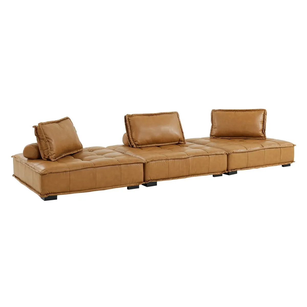 Saunter Tufted Vegan Leather 3-Piece Sofa