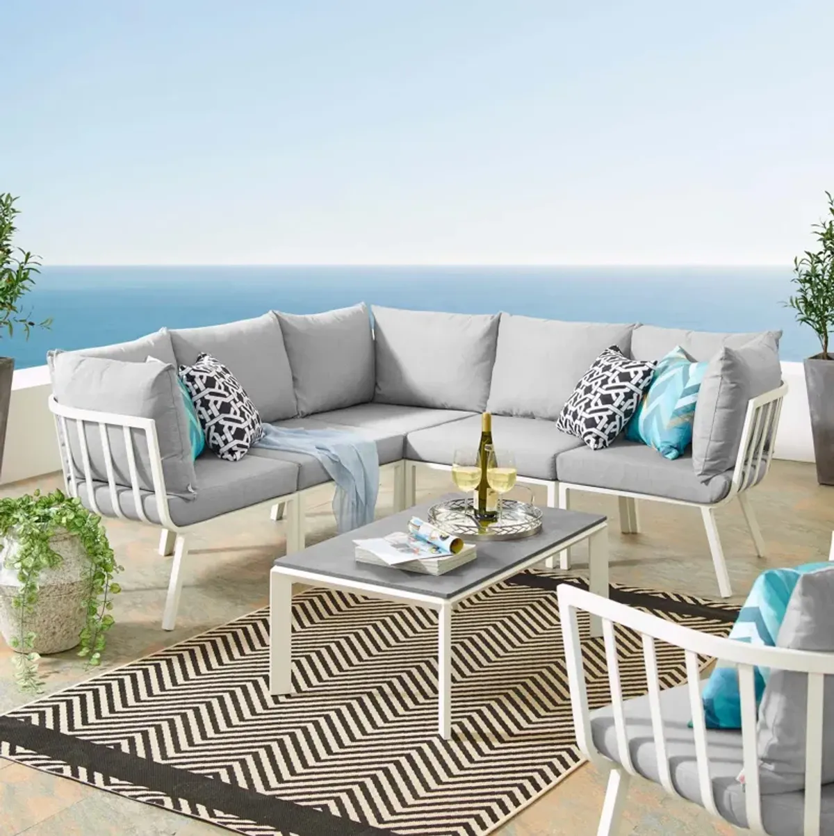 Riverside 6 Piece Outdoor Patio Aluminum Set