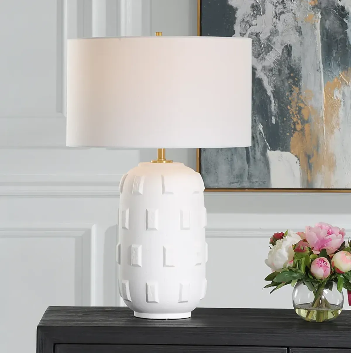 Emerie Textured White Table Lamp