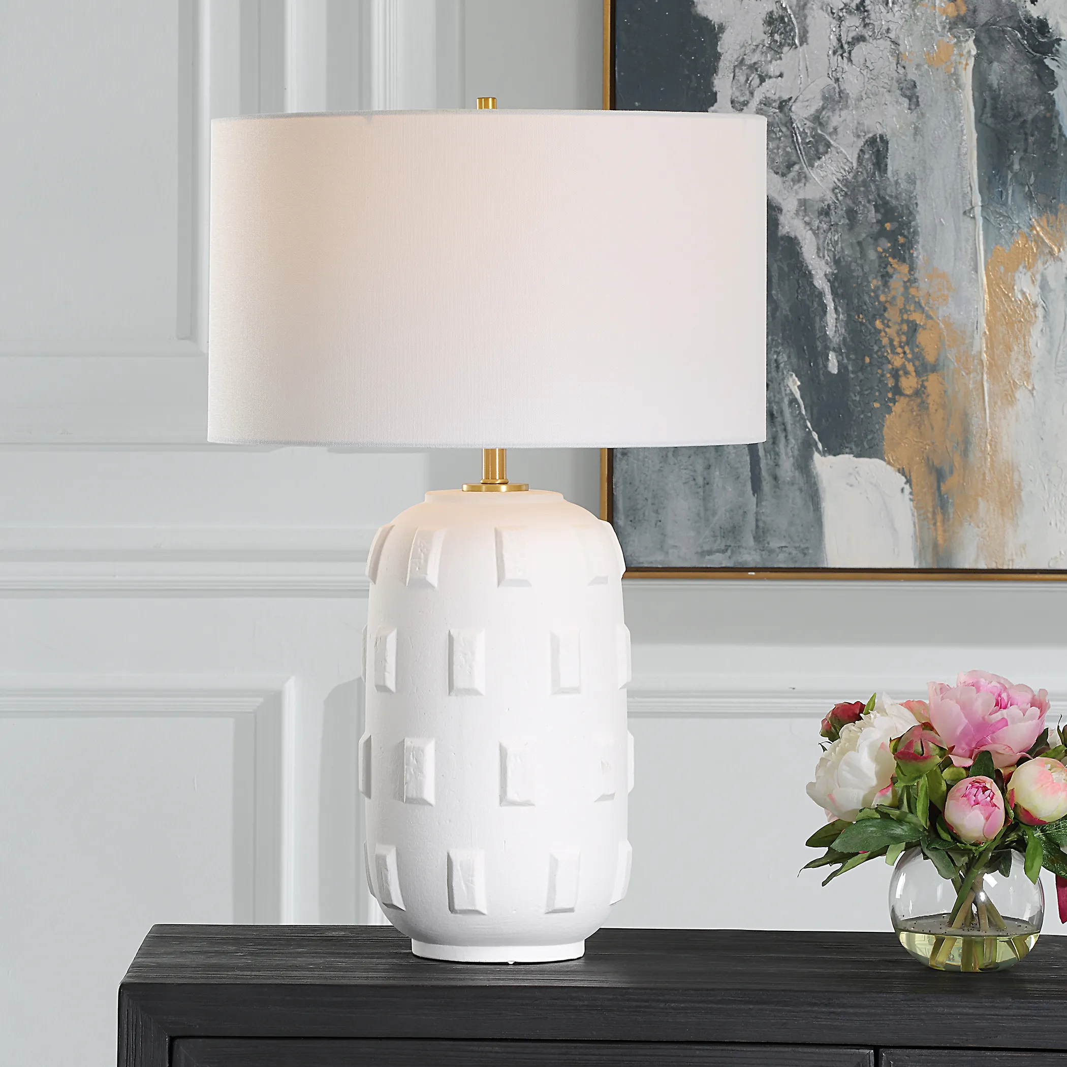 Emerie Textured White Table Lamp