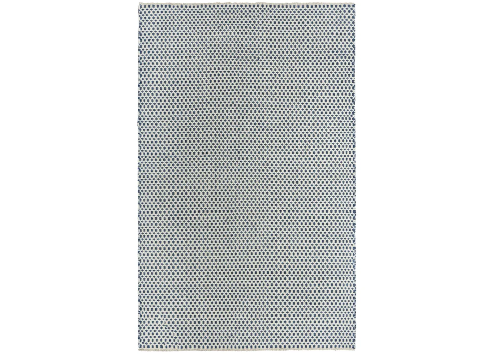 Windsor Blue Basket weave Wool 7'6" x 9'6" Rectangle Rug