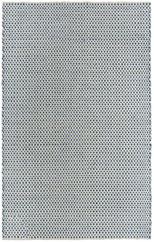 Windsor Blue Basket weave Wool 7'6" x 9'6" Rectangle Rug