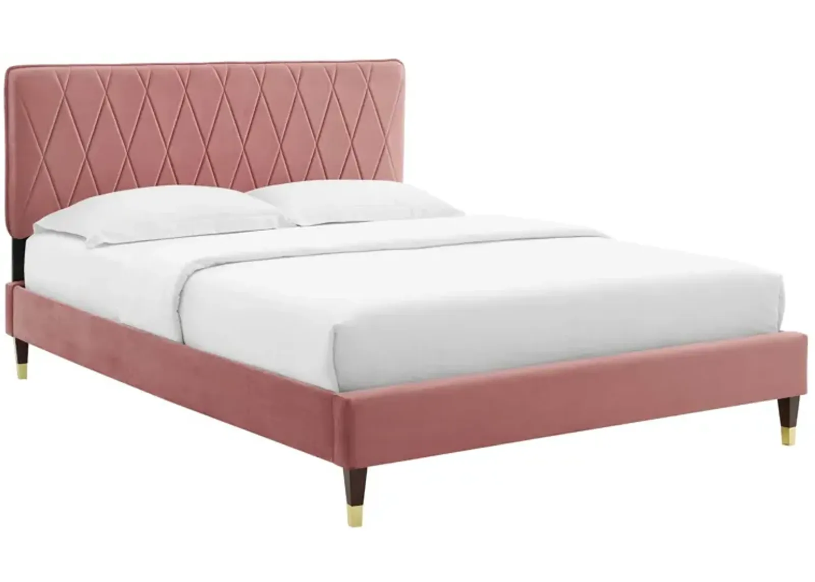 Phillipa Performance Velvet Queen Platform Bed