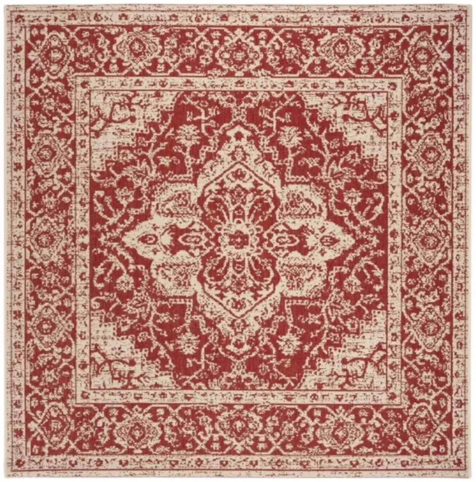 Safavieh BEACH HOUSE Collection BHS137Q-6SQ Red / Creme 6'-7" X 6'-7" Square