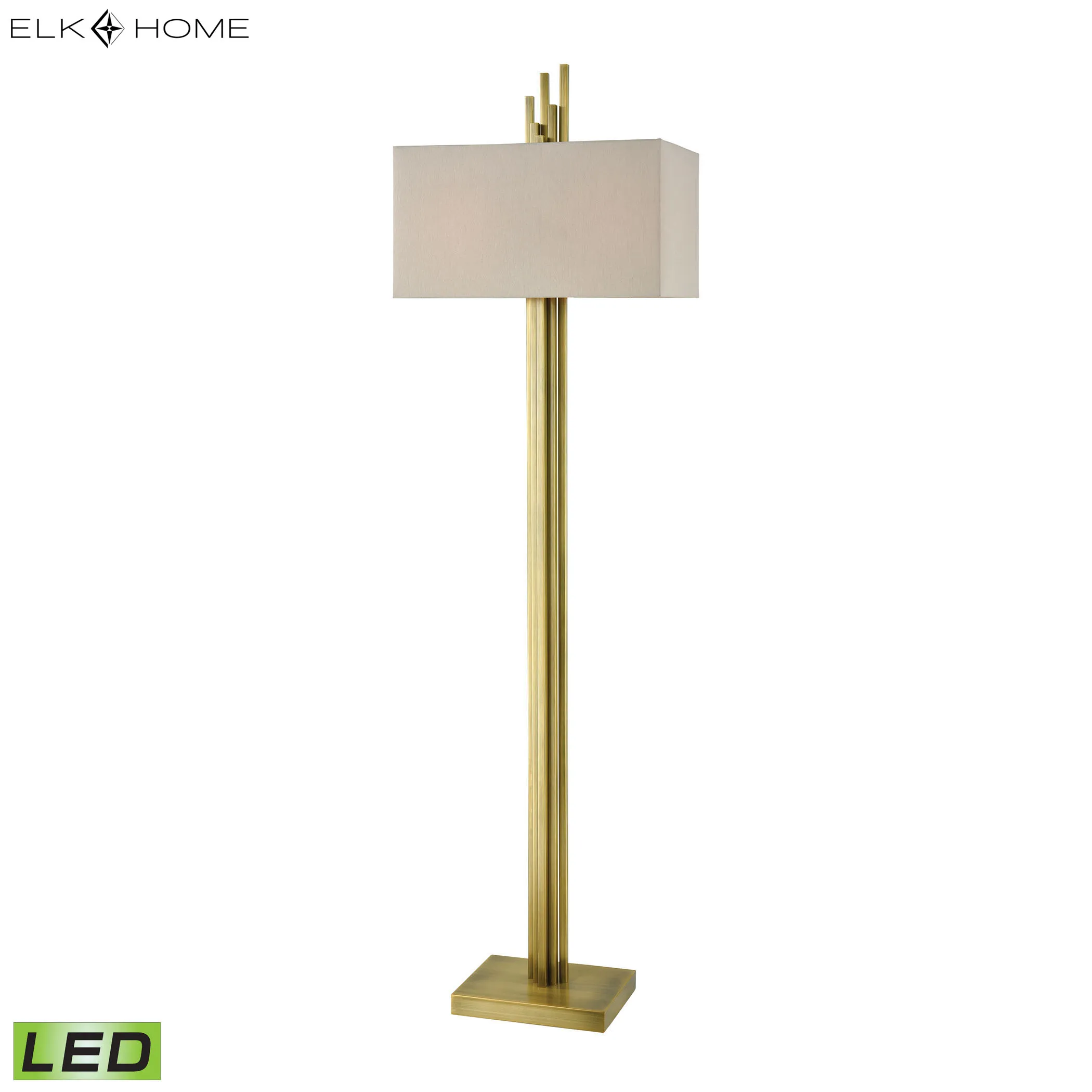 Azimuth 69'' High 2-Light Floor Lamp - Antique Brass - Includes LED Bulbs