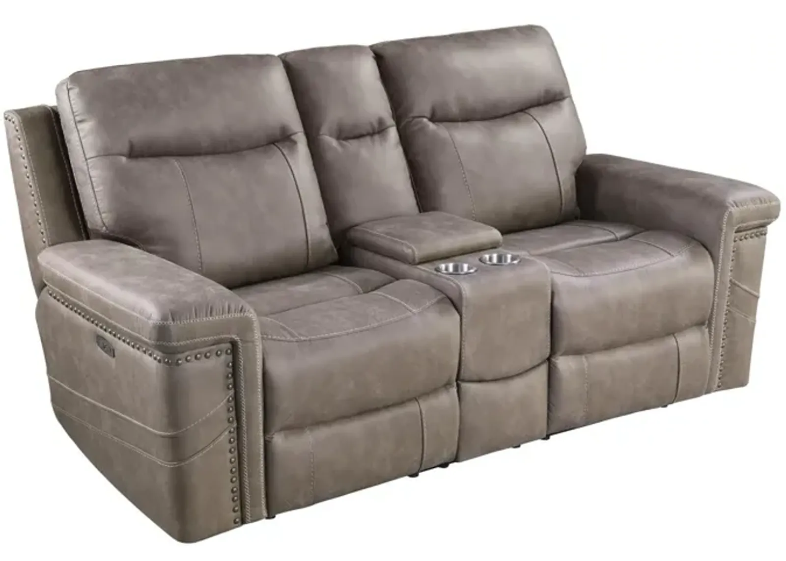 Wixom 1-drawer Power^2 Loveseat with Console Taupe