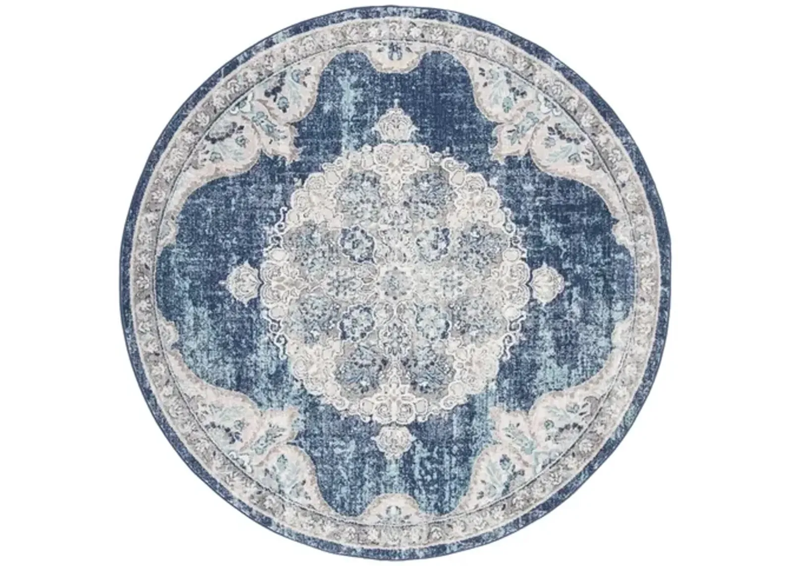 Brentwood 867 Navy / Ivory 6'-7" X 6'-7" Round Round Powerloomed Rug