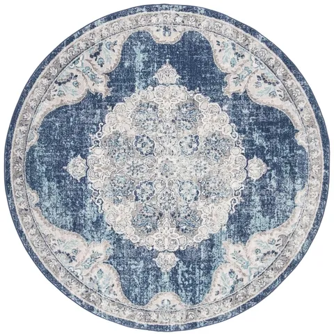 Brentwood 867 Navy / Ivory 6'-7" X 6'-7" Round Round Powerloomed Rug