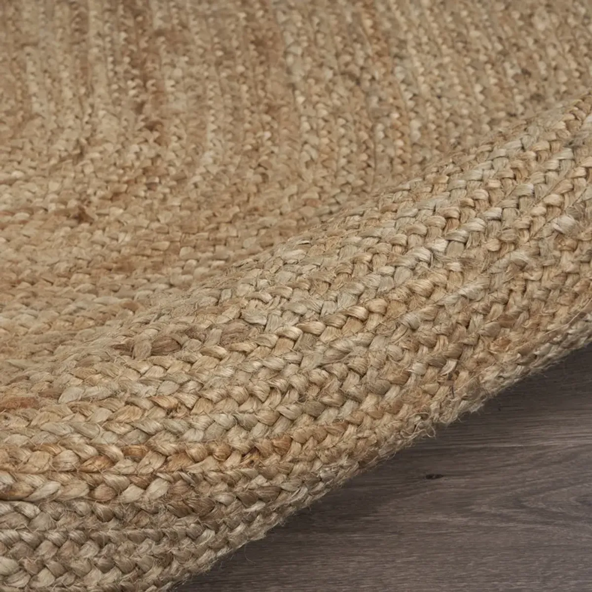 Nature Brown Contemporary Gradient Organic Jute Indoor Oval Area Rug 7' x 9'