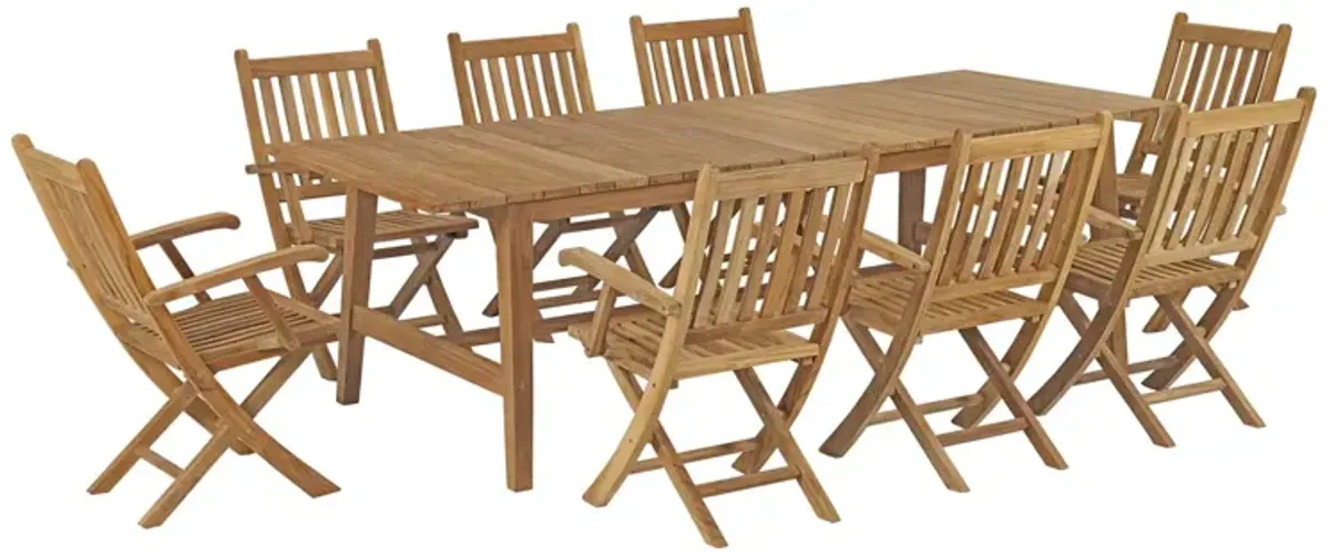 Marina 9 Piece Outdoor Patio Teak Dining Set