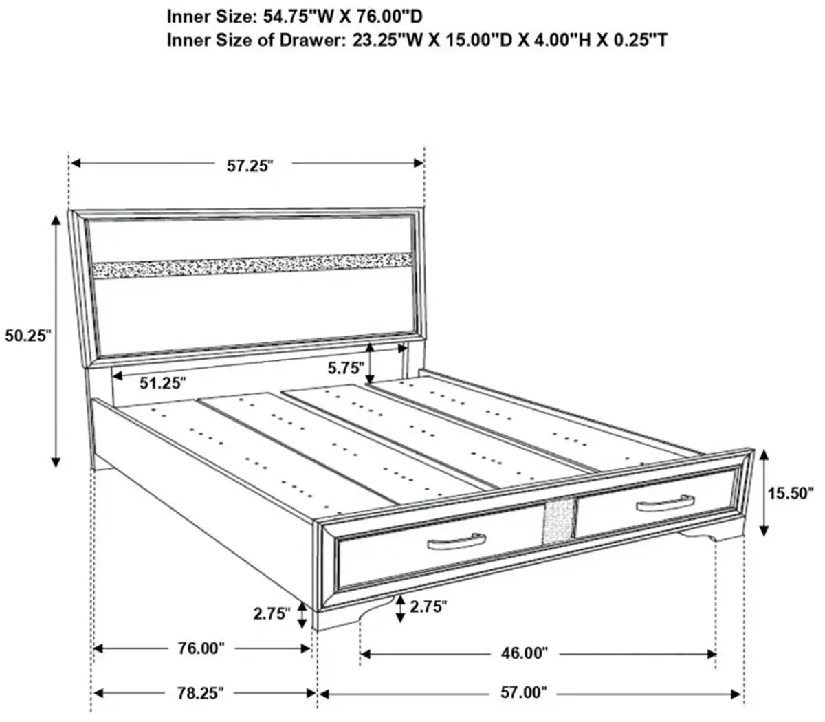 Miranda Full Storage Bed White