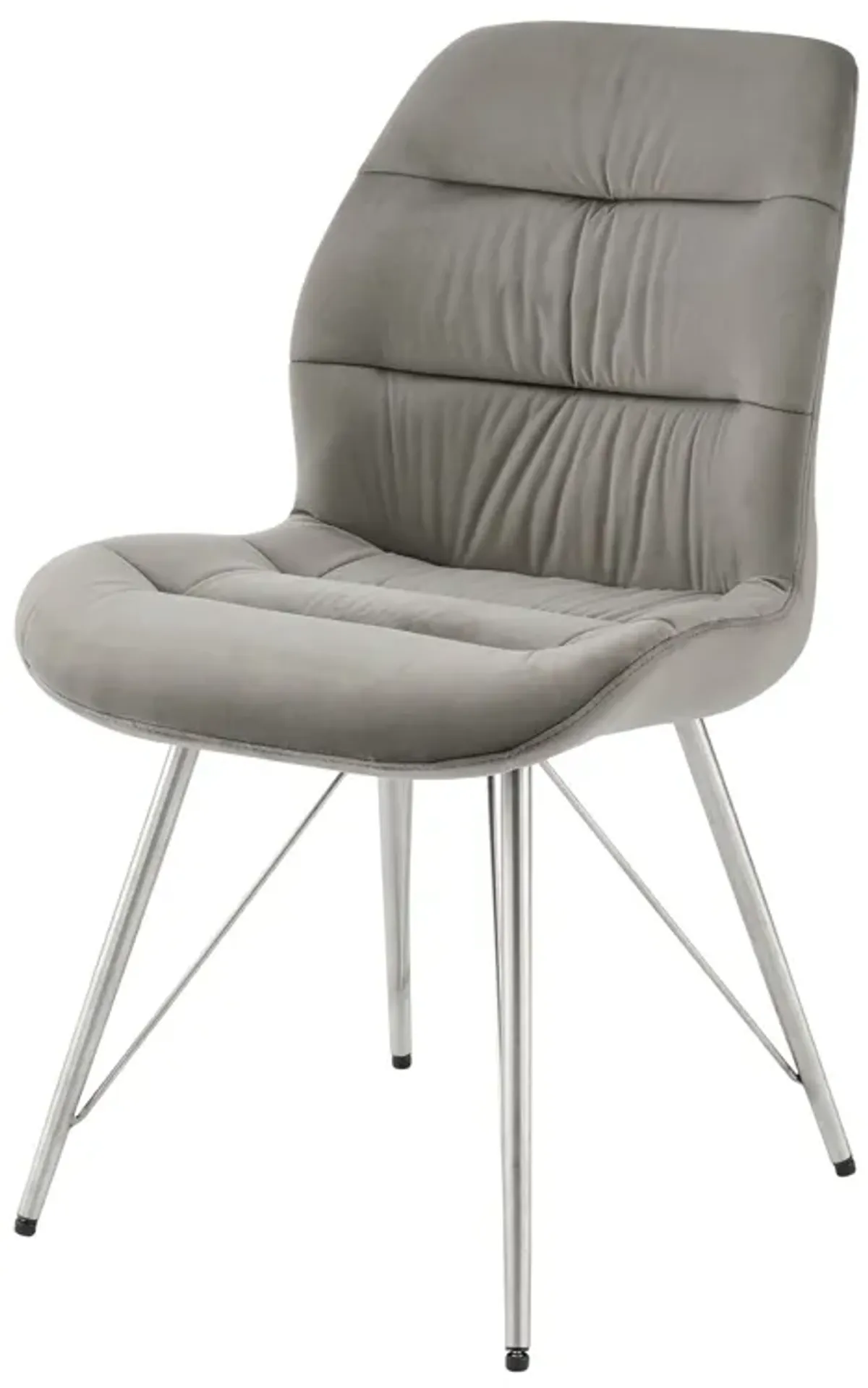 Raven Velvet Fabric Dining Side Chair, Gravel Gray  - Set of 2