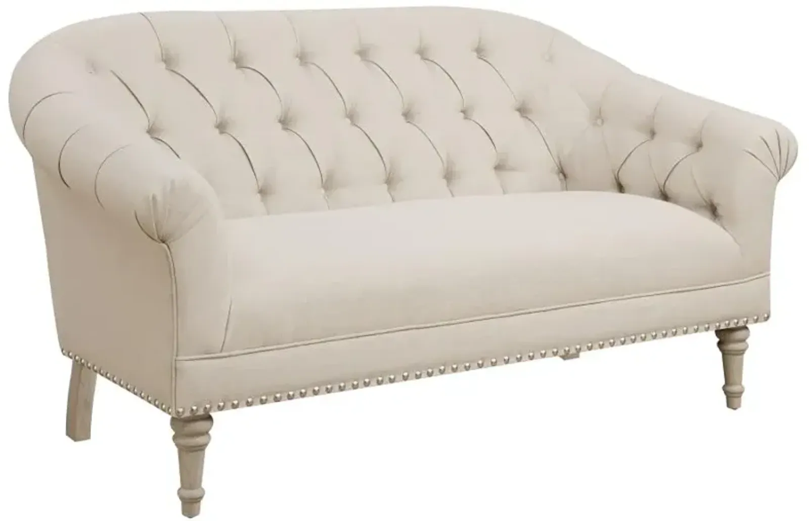 Billie Tufted Back Settee with Roll Arm Natural