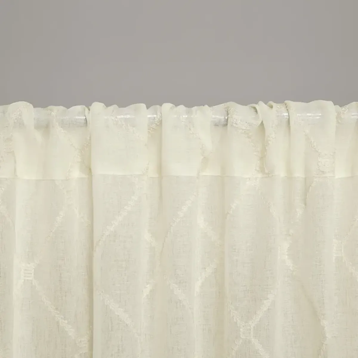 Madison Park Irina Ivory Diamond Sheer Window Curtain Panel