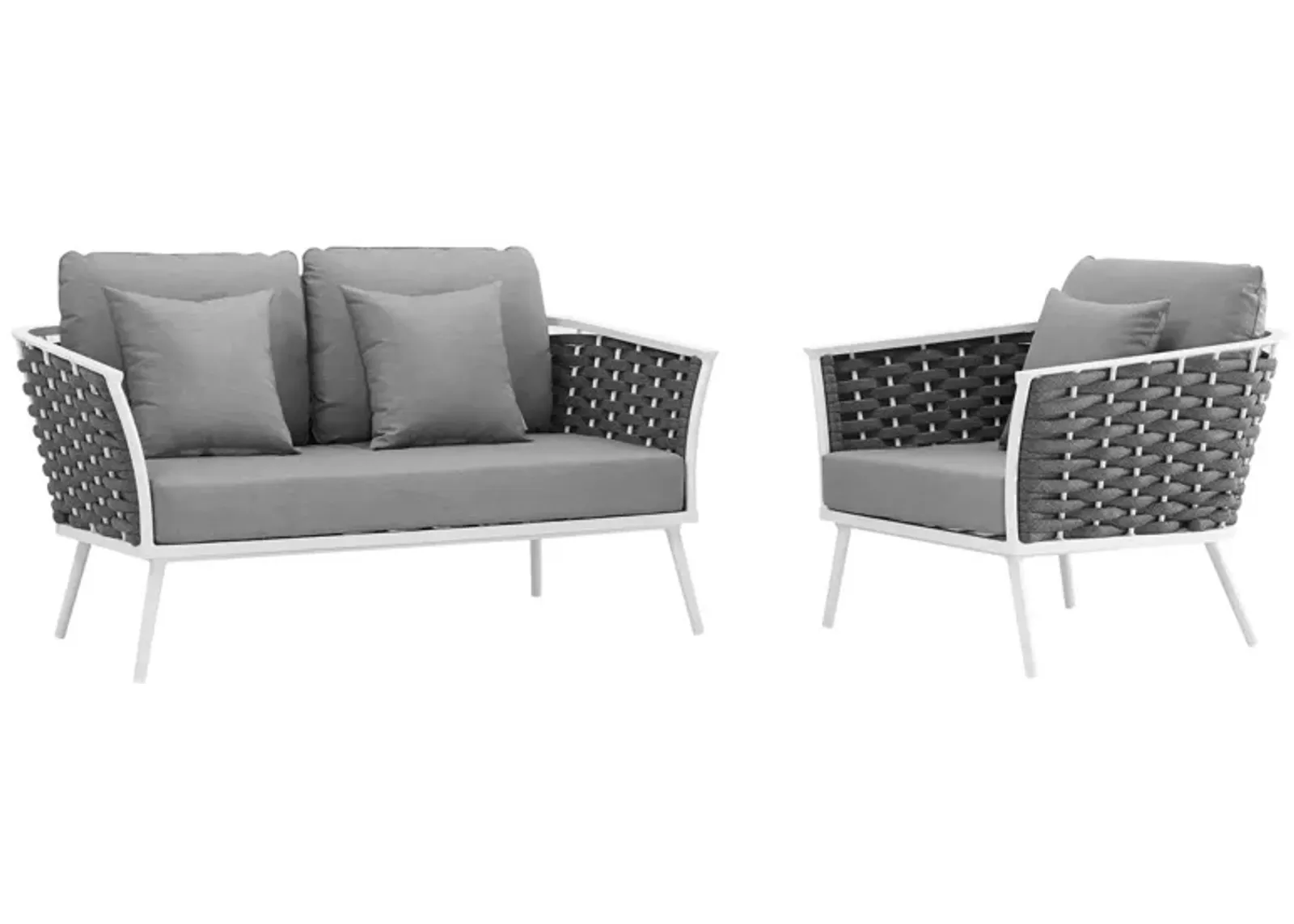 Stance 2 Piece Outdoor Patio Aluminum Sectional Sofa Set