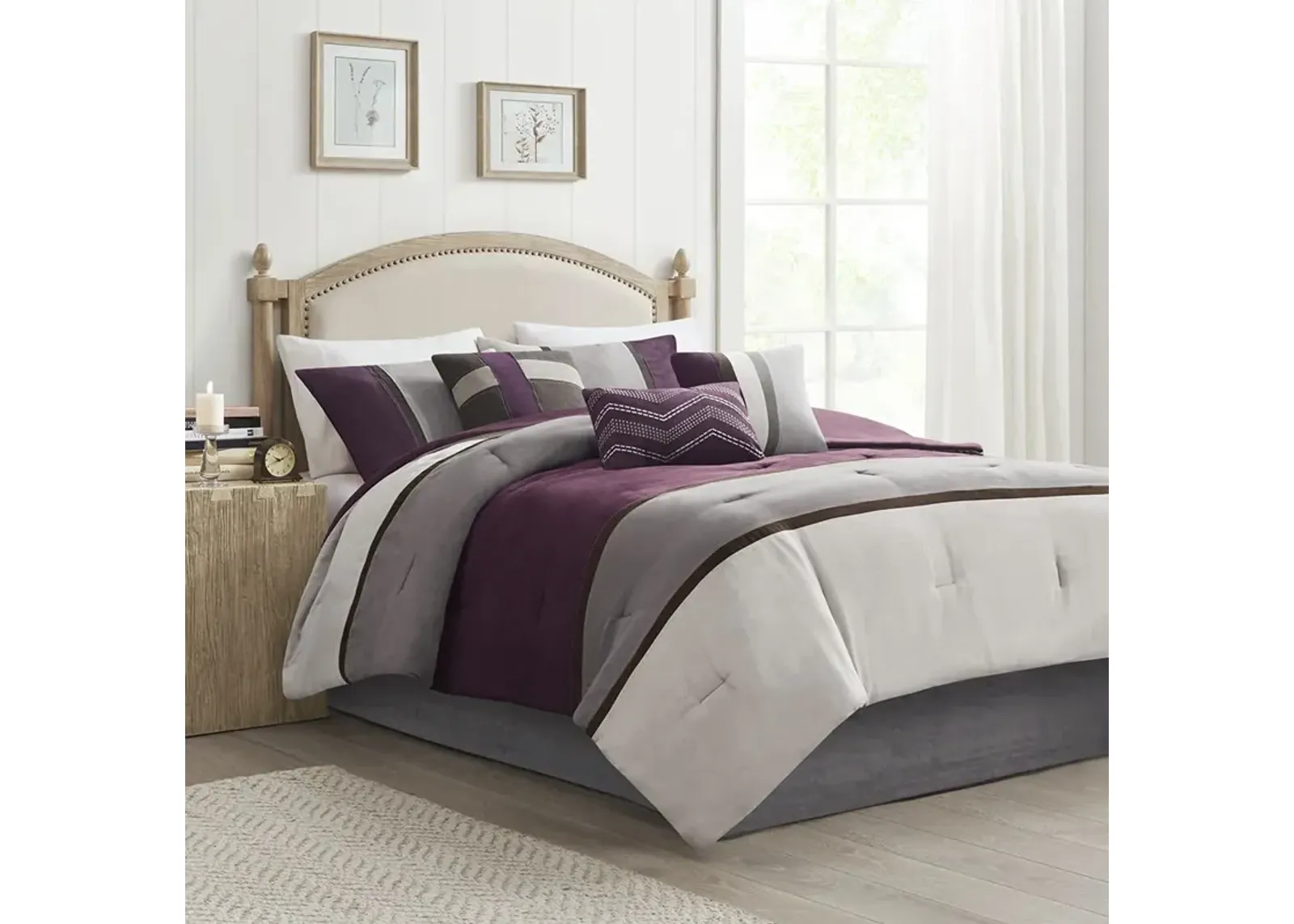 Madison Park Palisades Purple 7 Piece Faux Suede Comforter Set