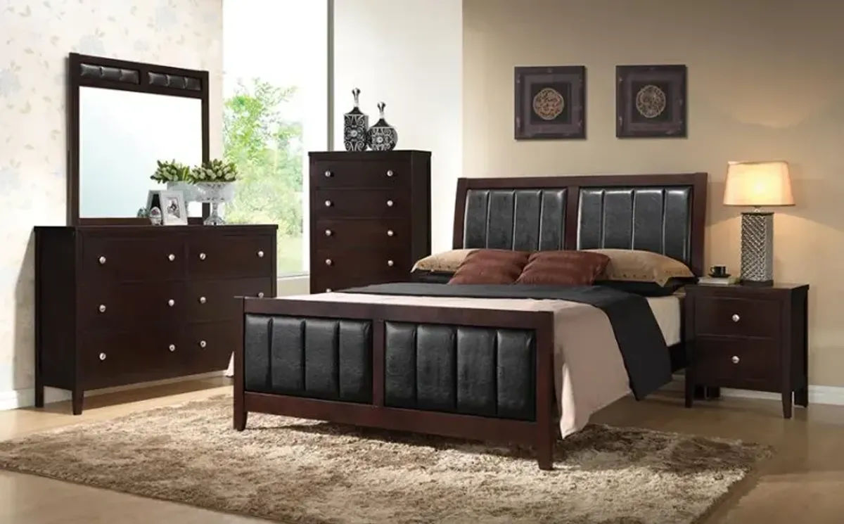 Carlton 4-piece Twin Upholstered Bedroom Set Cappuccino and Black