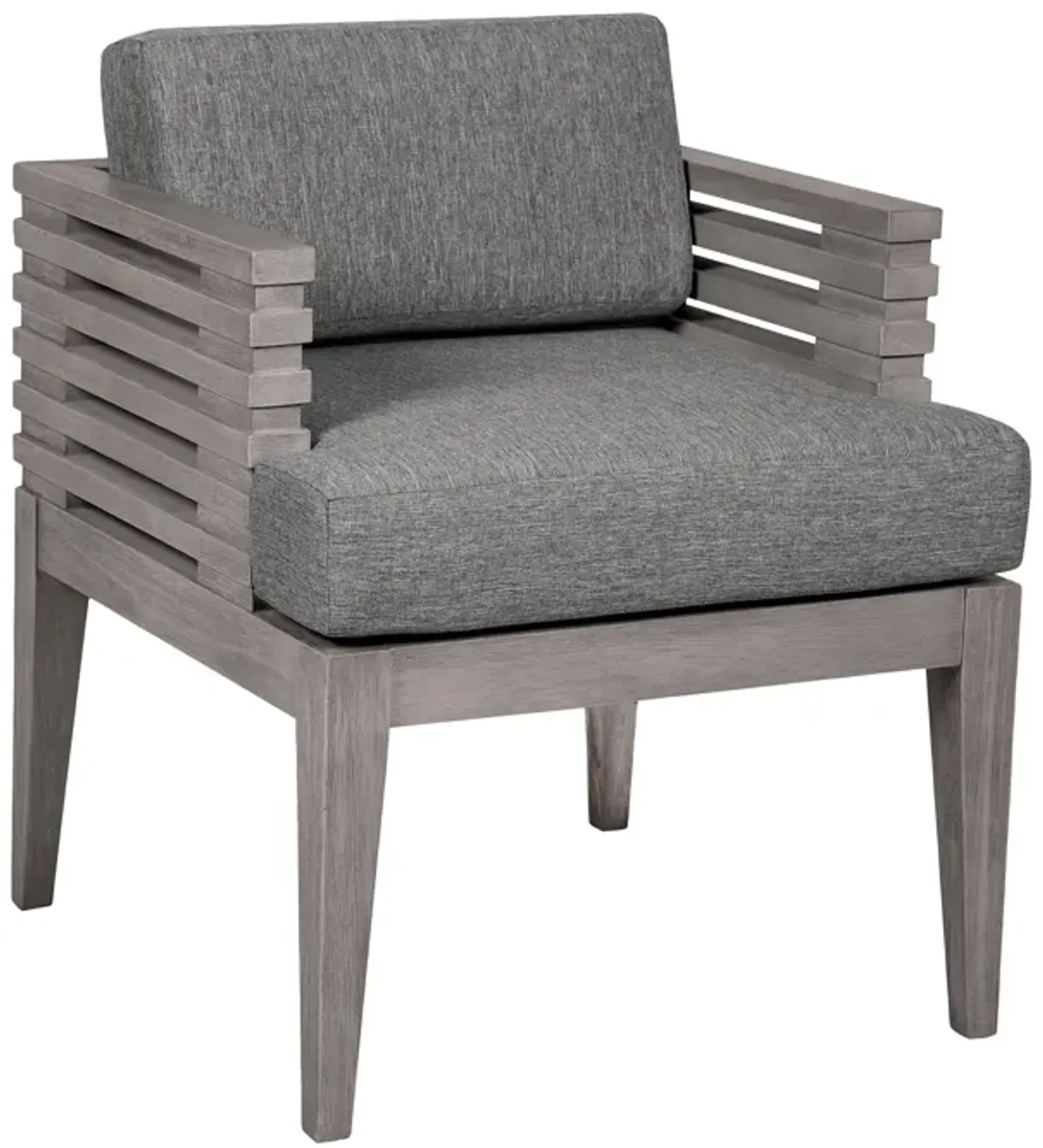 Vivid Outdoor Patio 5 Piece Dining Set in Gray Eucalyptus Wood with Gray Olefin Cushions