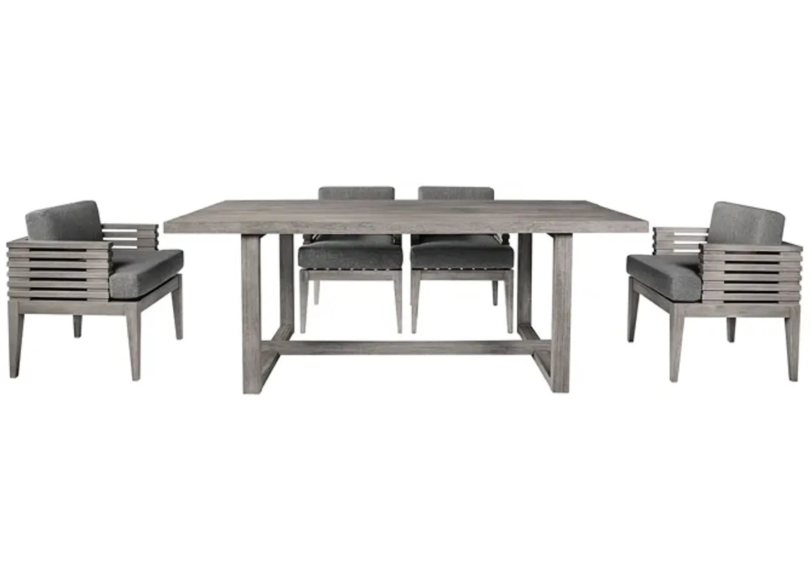 Vivid Outdoor Patio 5 Piece Dining Set in Gray Eucalyptus Wood with Gray Olefin Cushions